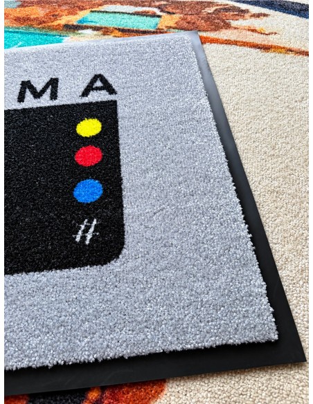 tapis logo, trafic dense, impression qualitative, et efficacité d'entretien.