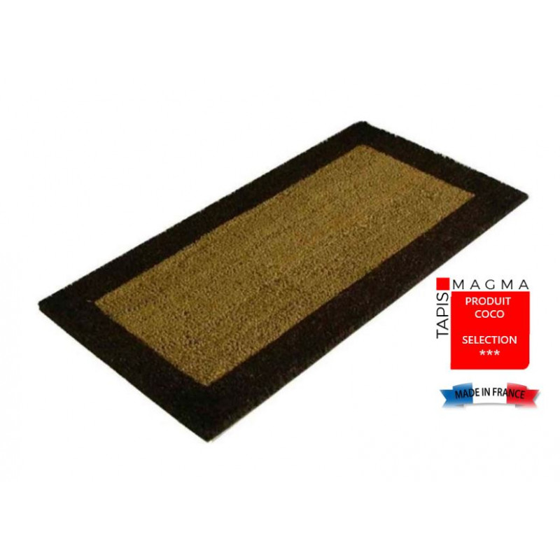 tapis coco avec des bords de couleurs et une semelle tissée