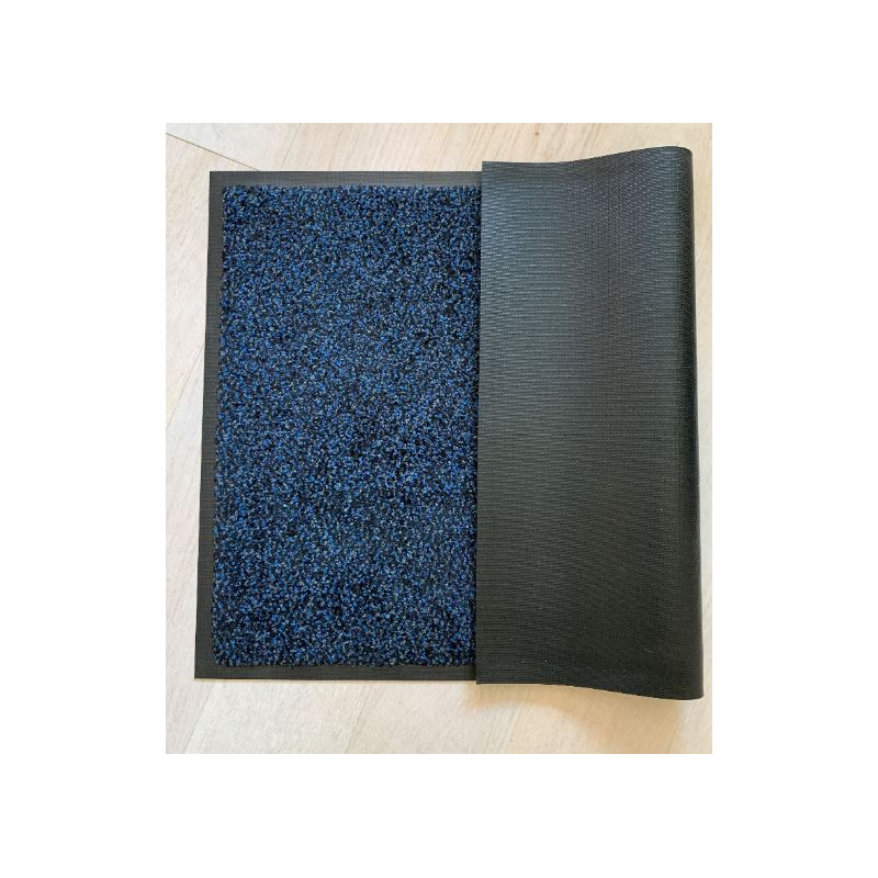 tapis entrée microfibre bleu