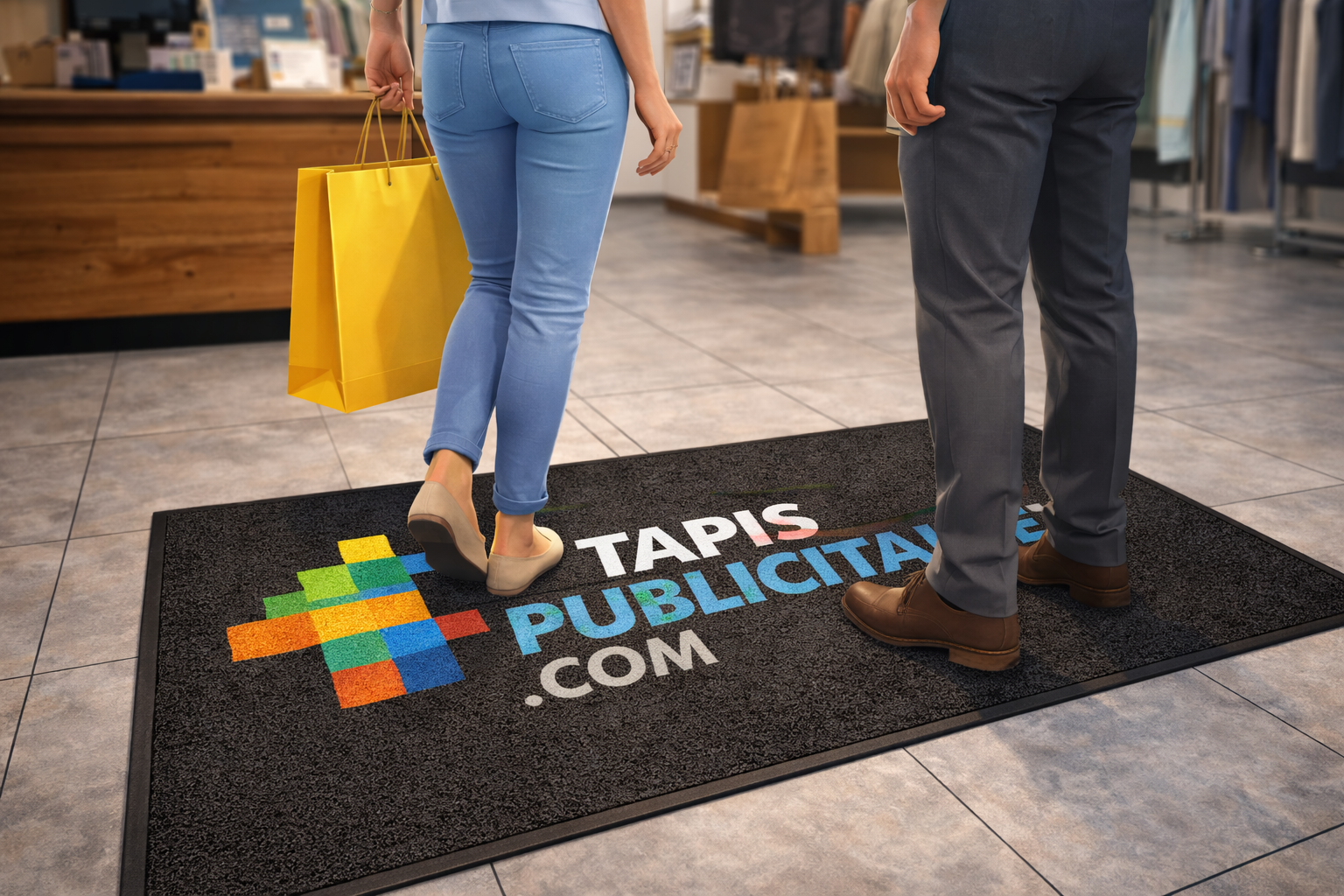 le logo du tapis imprime la marque