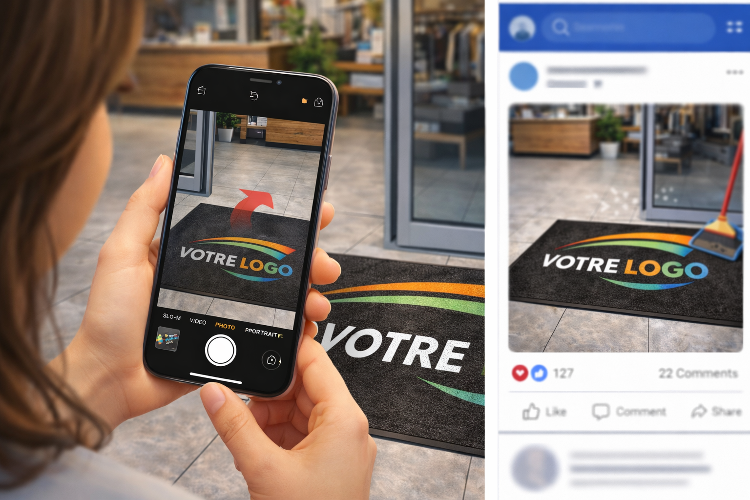 le tapis à l'entrée est instagrammable